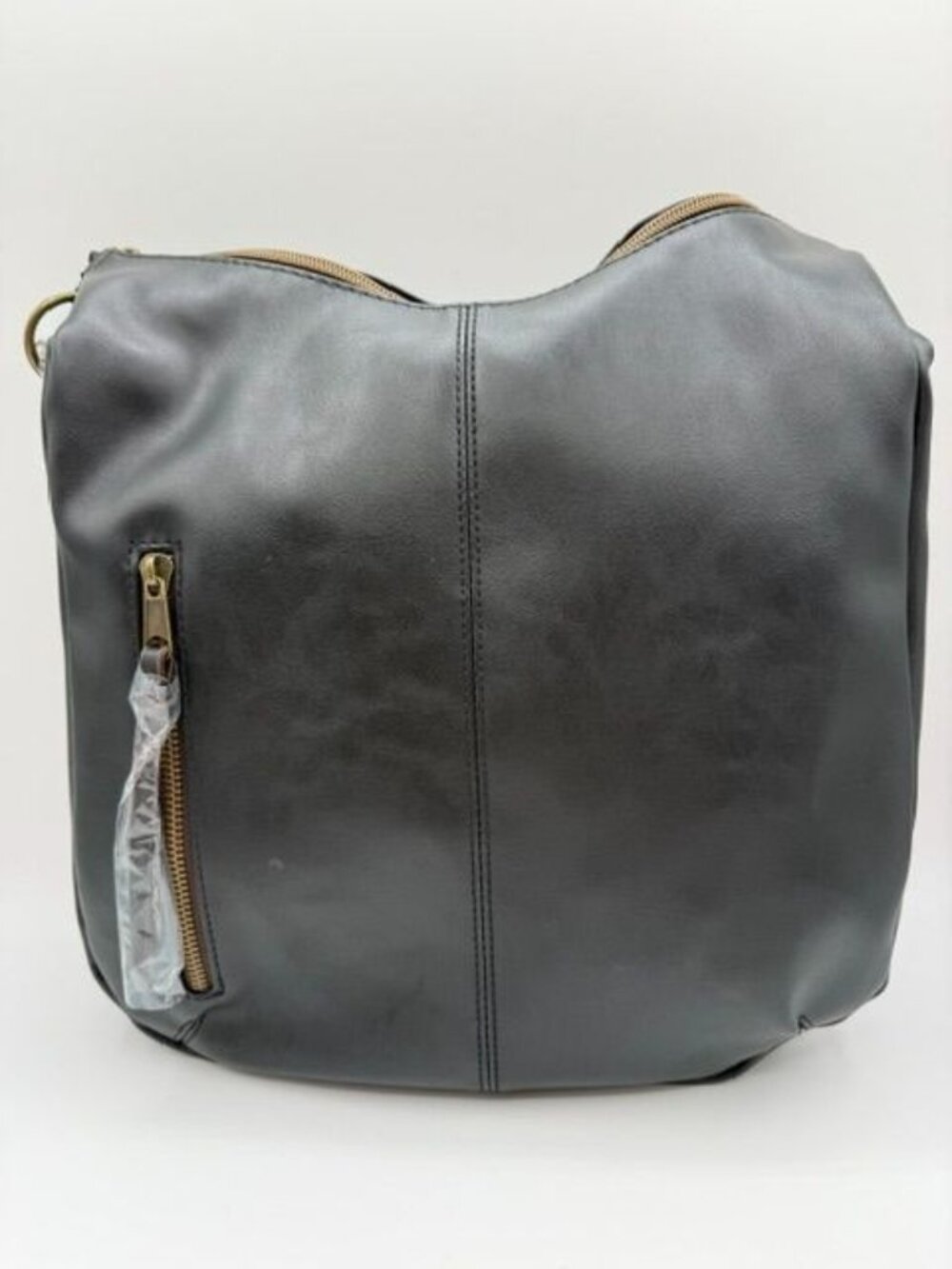 NEW Time and Tru Black Faux Leather Claire Hobo 3 Way Backpack